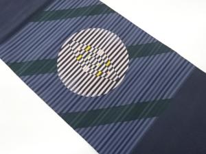 綴れ横段に幾何学模様織出し名古屋帯